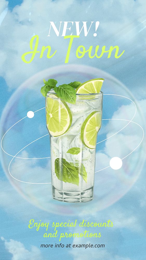 Mojito cocktail Instagram story template