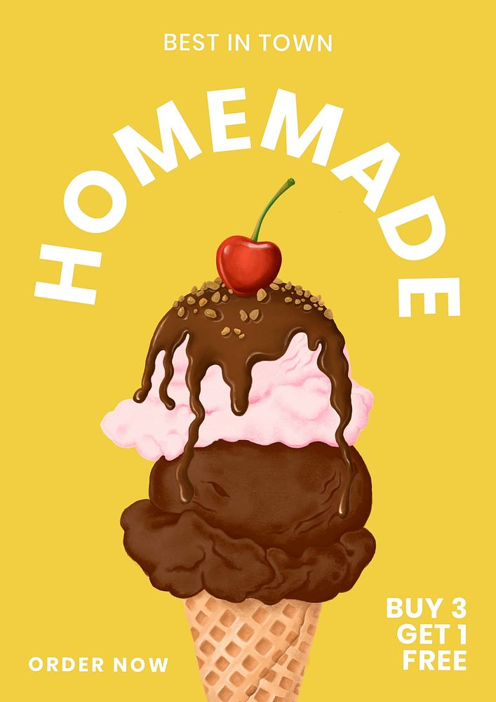 Ice-cream shop  poster template, dessert ad