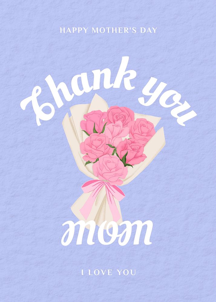 Mother's day card template, editable digital painting remix