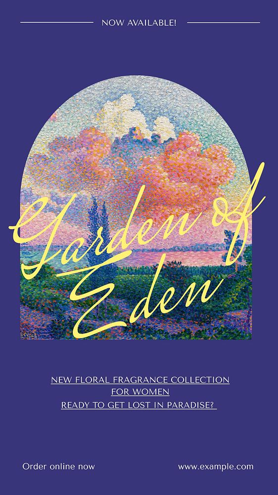 Garden of Eden Instagram story template. Famous art, remixed by rawpixel.