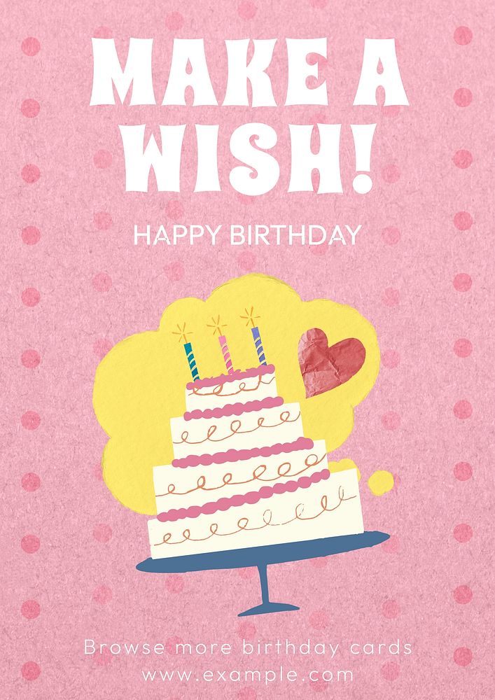 Birthday card wish poster template and design