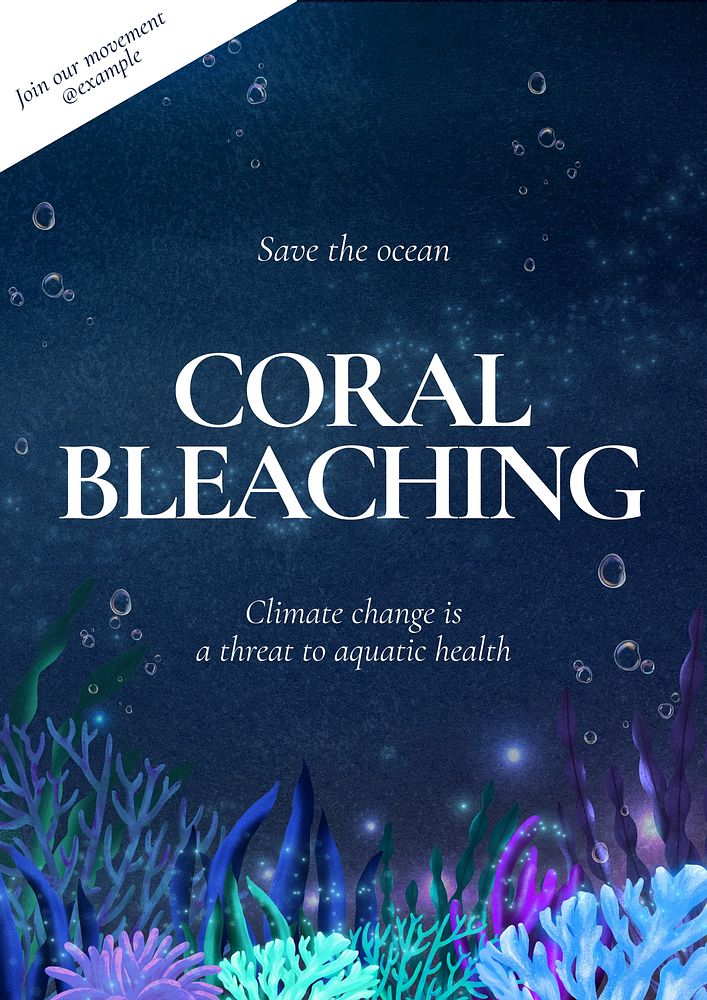 Coral bleaching poster template, customizable aesthetic paint remix 