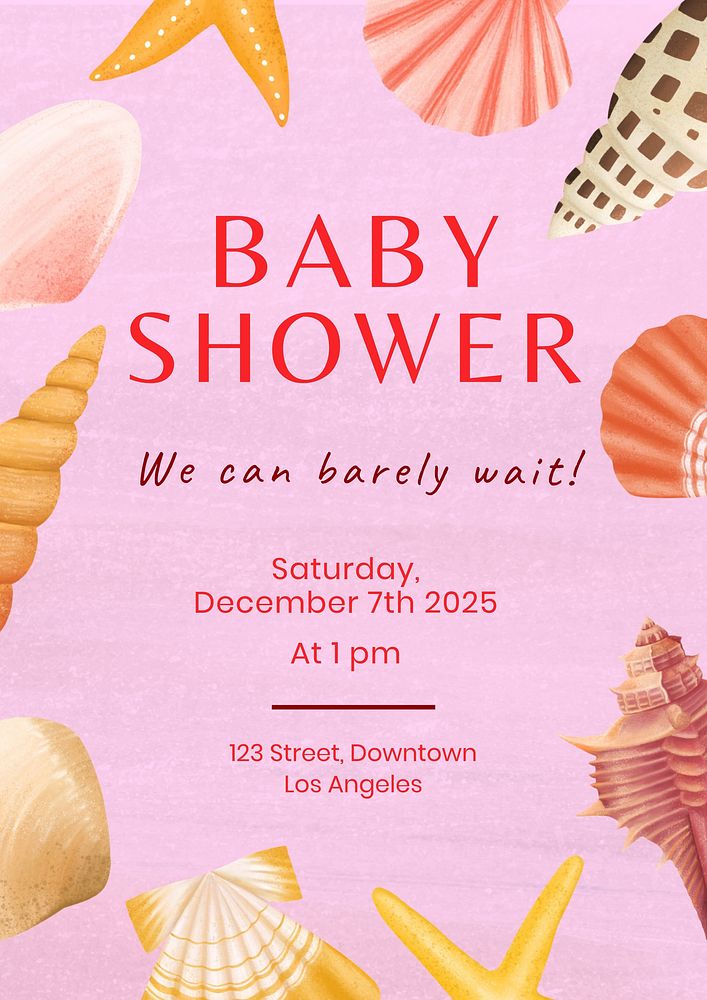 Baby shower poster template, customizable aesthetic paint remix 
