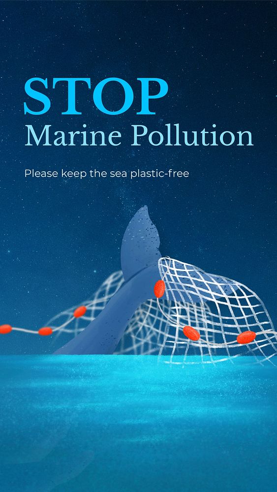 Marine pollution Instagram story template aesthetic paint remix 