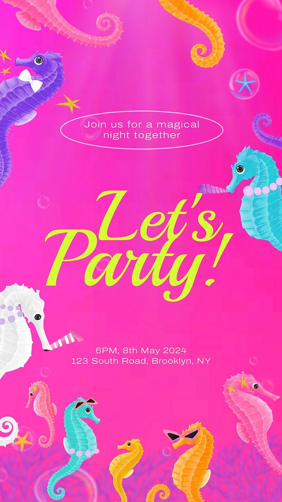 Party invitation Instagram story template aesthetic paint remix 