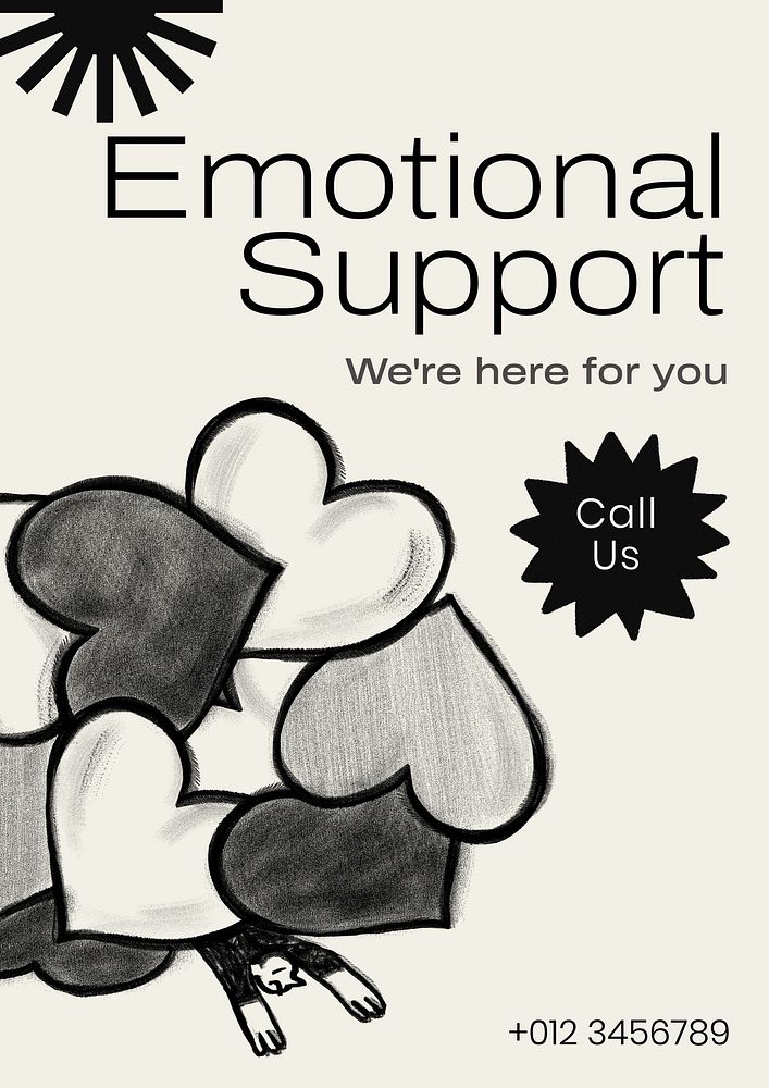 Emotional support poster template and design