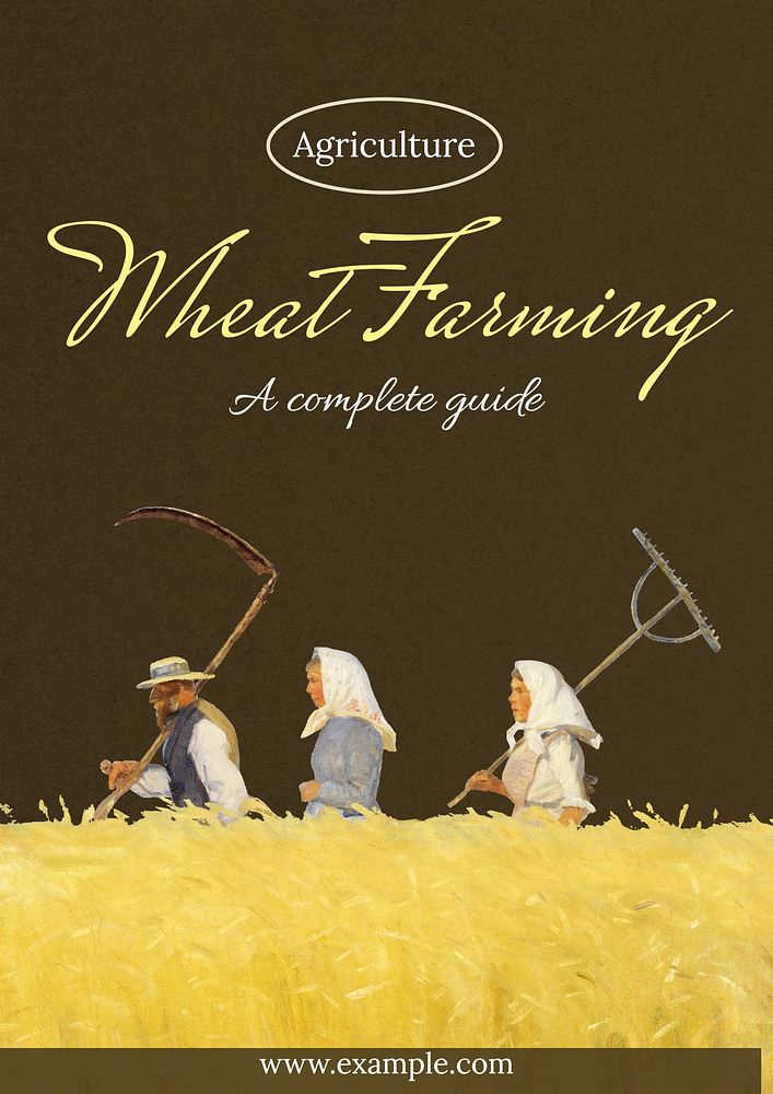 Wheat farming poster template and design