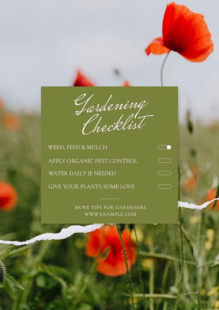 Gardening checklist poster template and design