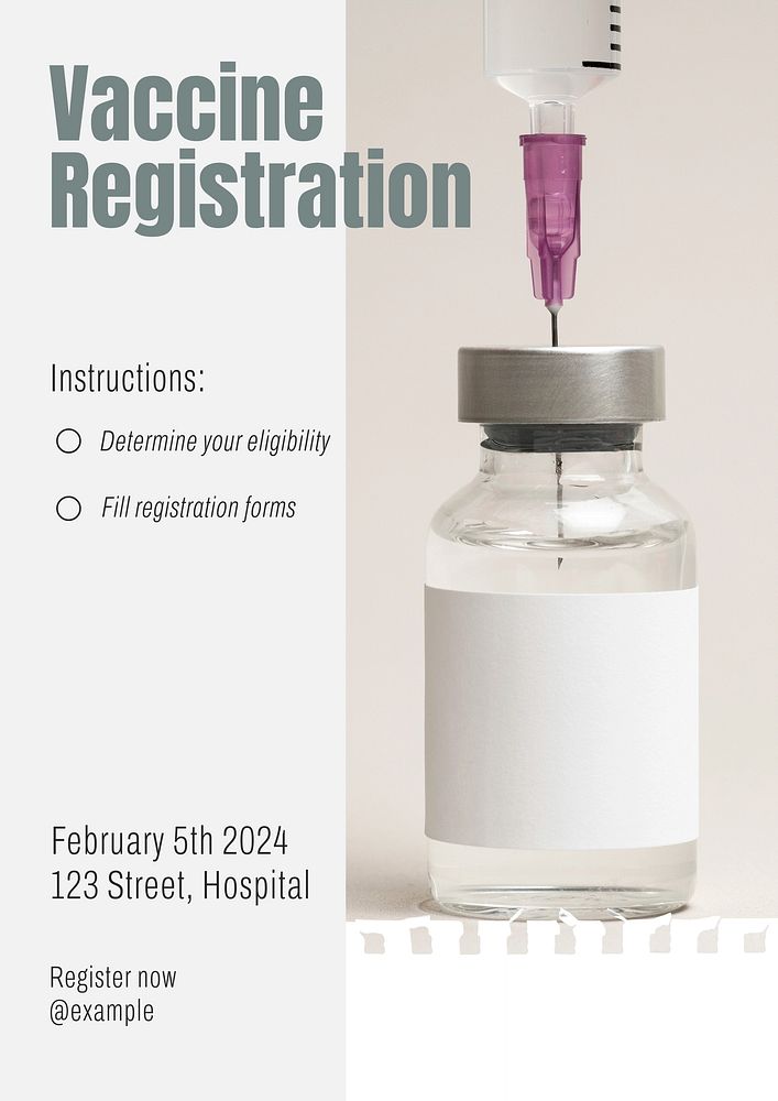 Vaccine registration poster template & design