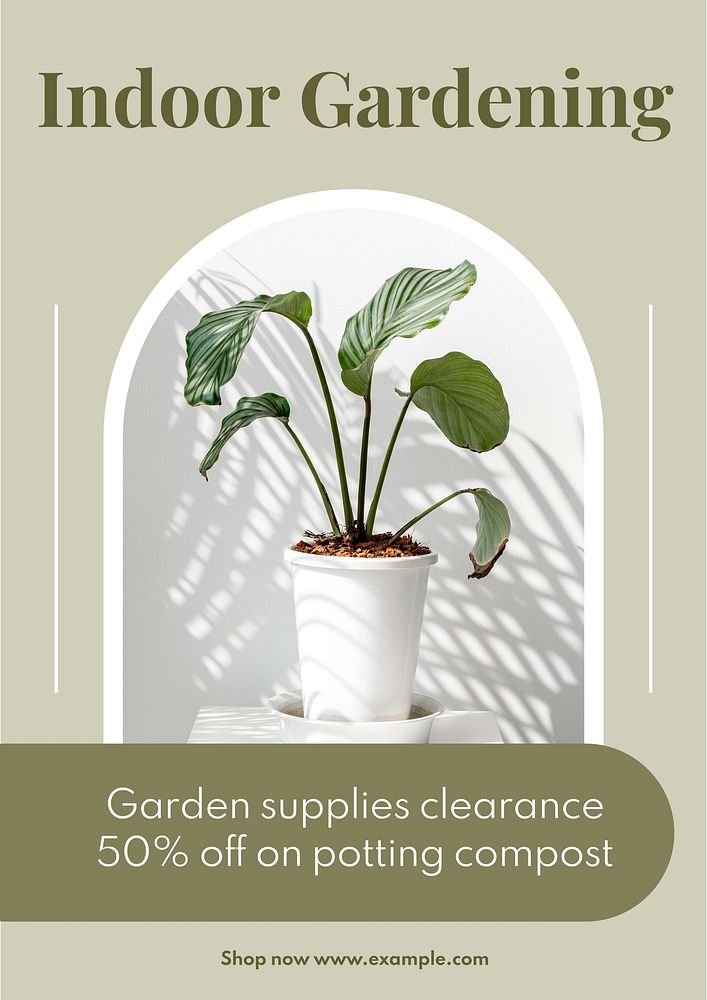 Indoor gardening poster template & design