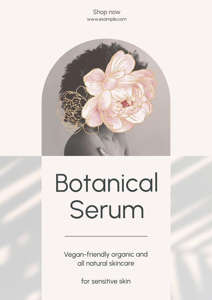 Botanical skincare editable poster template