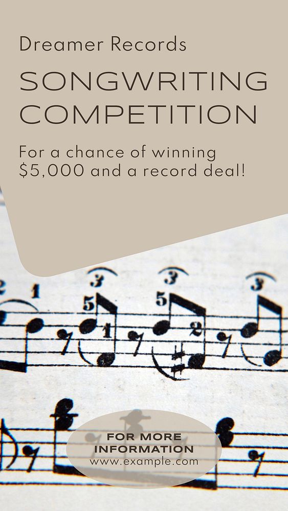 Songwriting competition Instagram story template