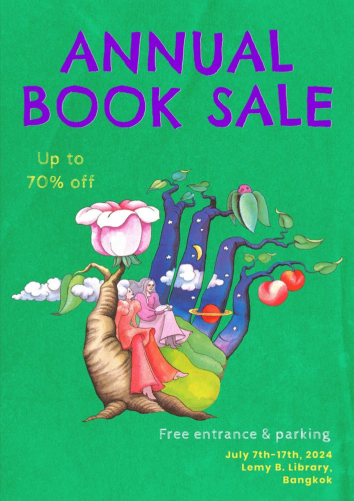 Annual book sale  poster template