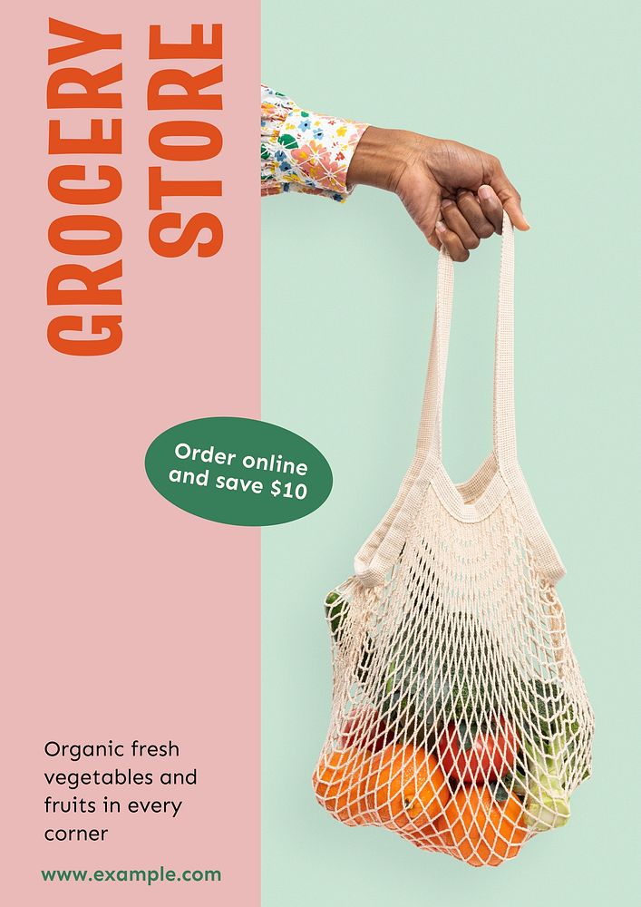 Grocery store poster template  