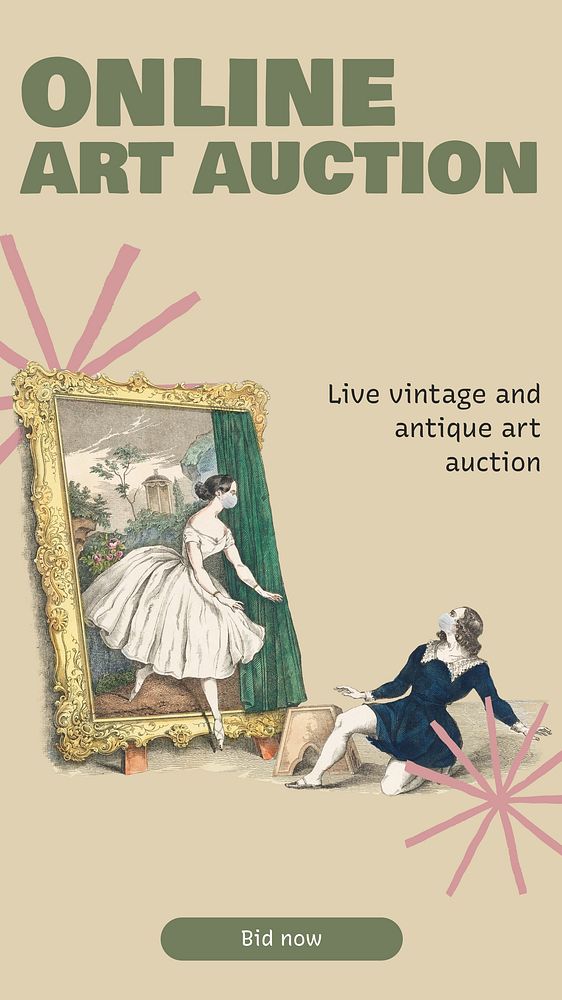 Online art auction Instagram story template