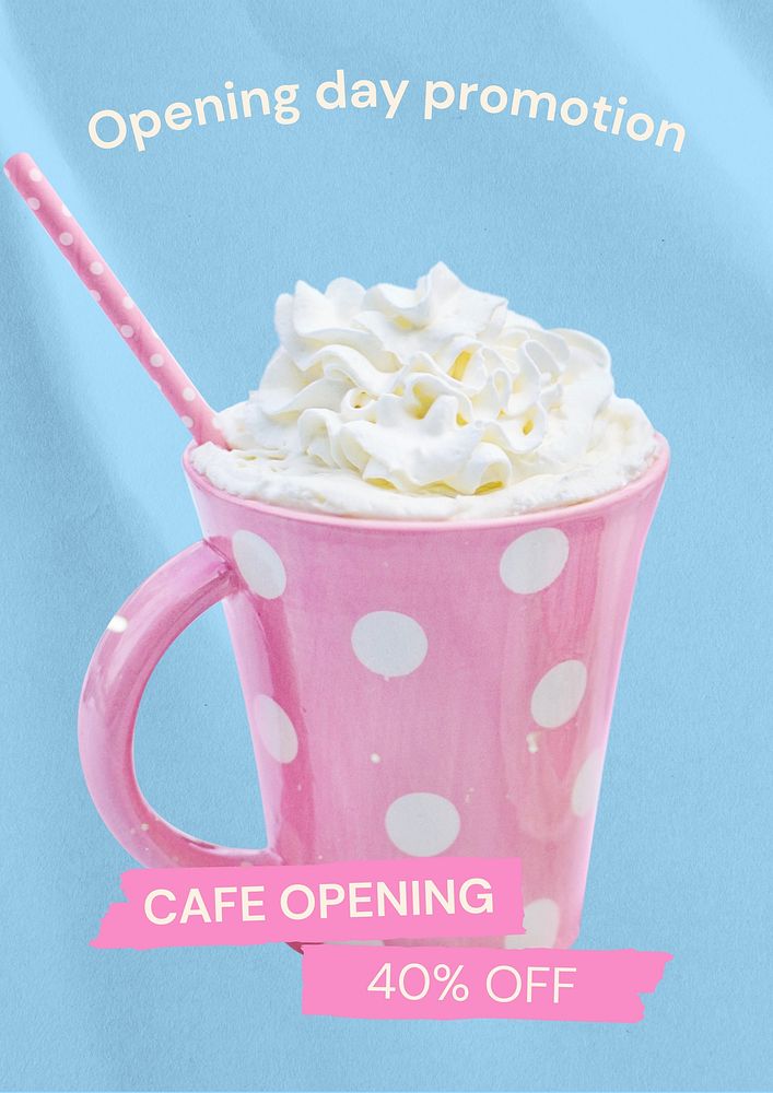 Cafe opening poster template and design
