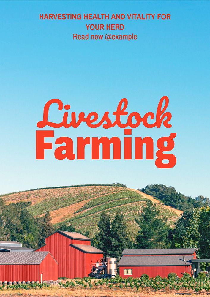 Livestock farming poster template and design