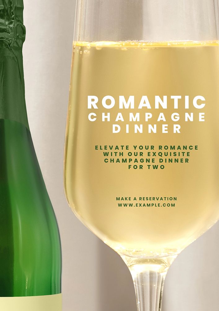 Romantic champagne dinner poster template