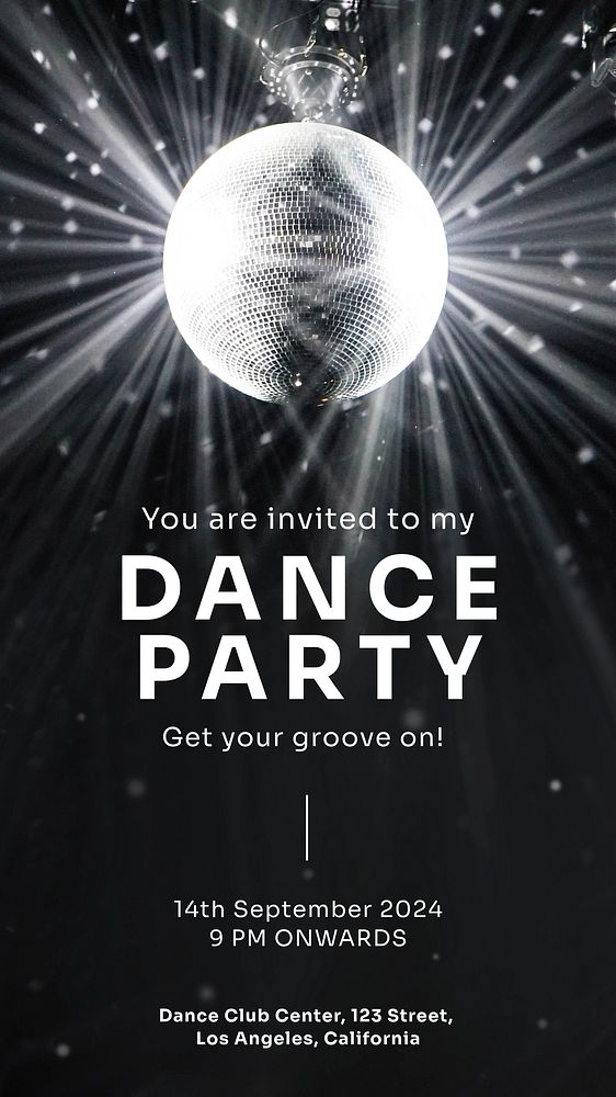 Dance party invitation Instagram story template