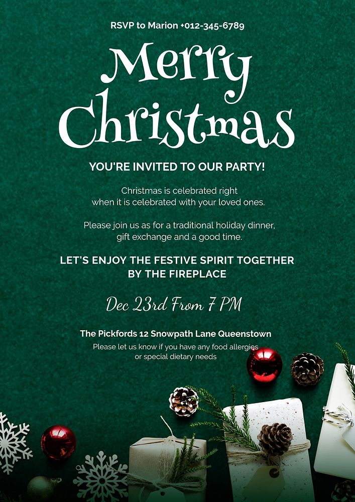 Merry Christmas poster template and design