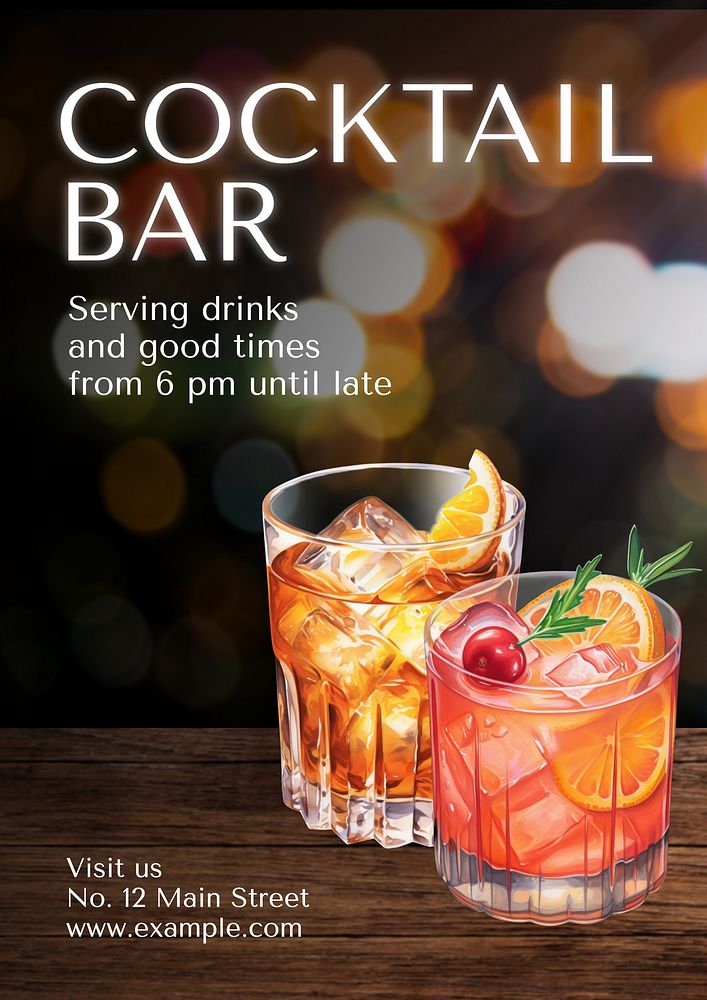 Cocktail bar poster template and design