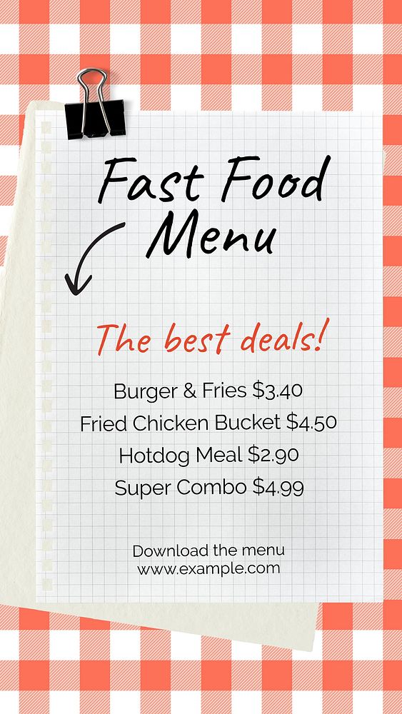 Fast food menu Instagram story template