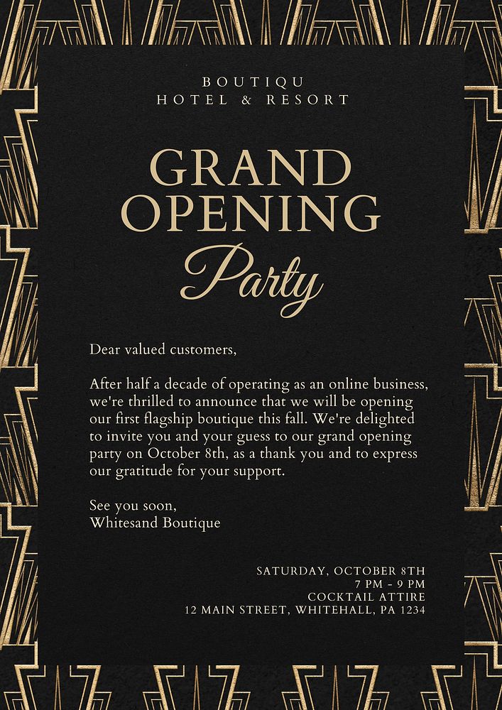 Grand opening party poster template and design