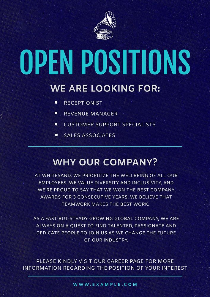 Open positions poster template and design