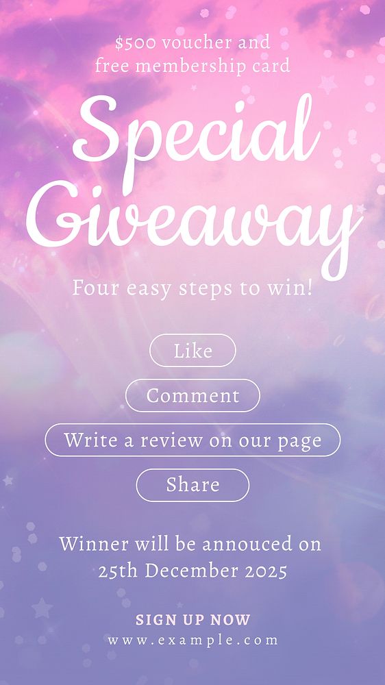 Special giveaway Instagram story template