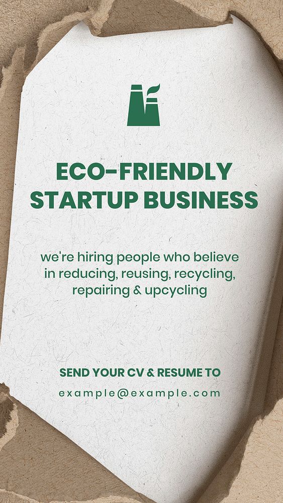 Startup eco-friendly business social story template