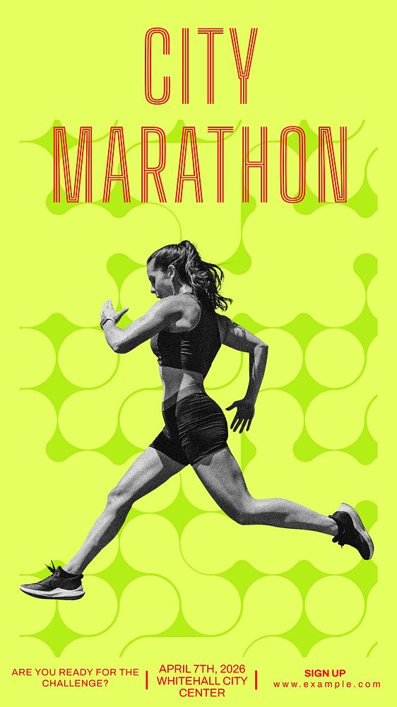 Marathon running Instagram story template