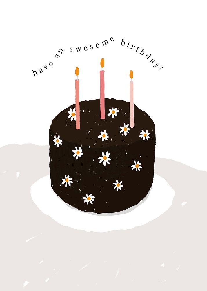Birthday cake invitation card template, cute design