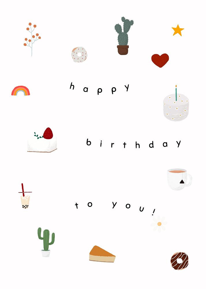 Minimal birthday invitation card template, cute design