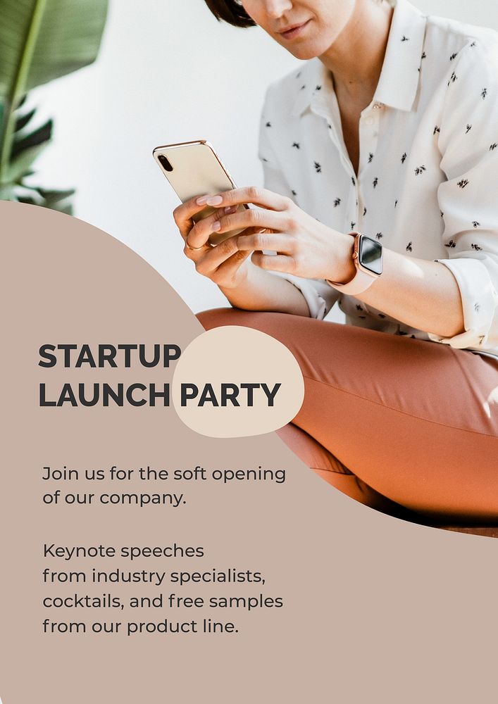 Startup launch party invitation template, aesthetic design