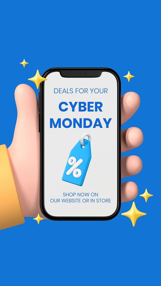 Cyber Monday Instagram story template on 3D design