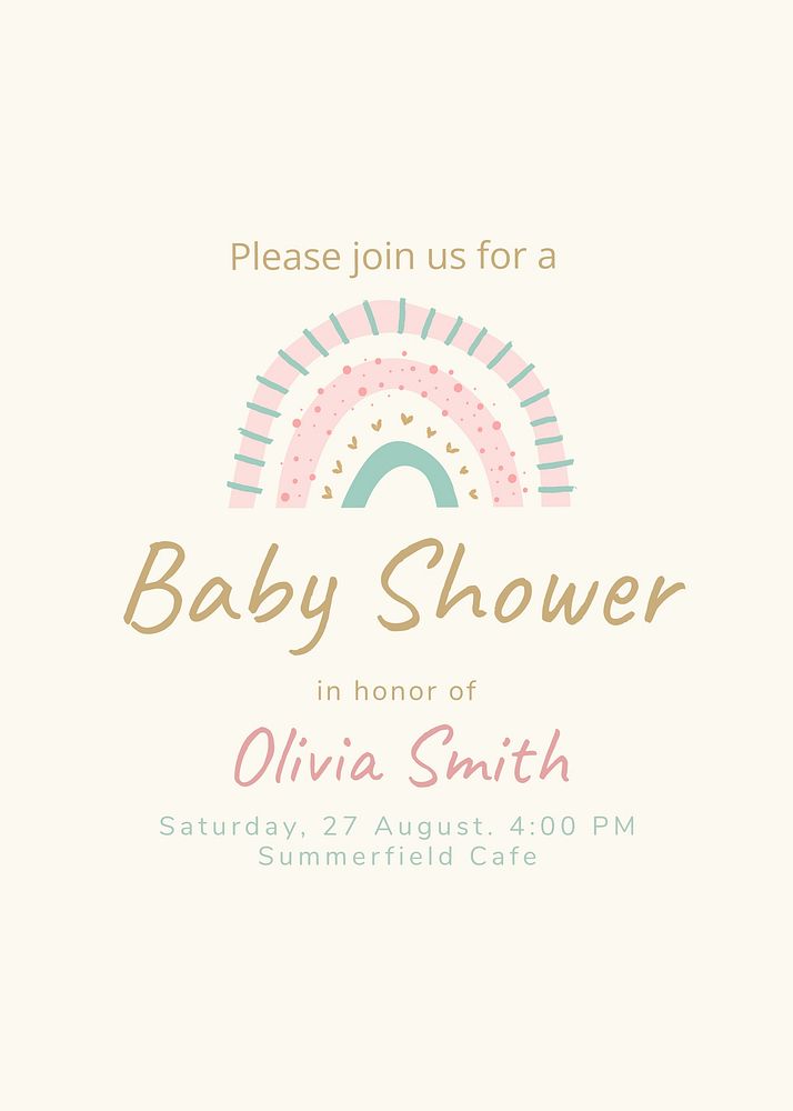 Baby shower invitation template, cute pastel poster