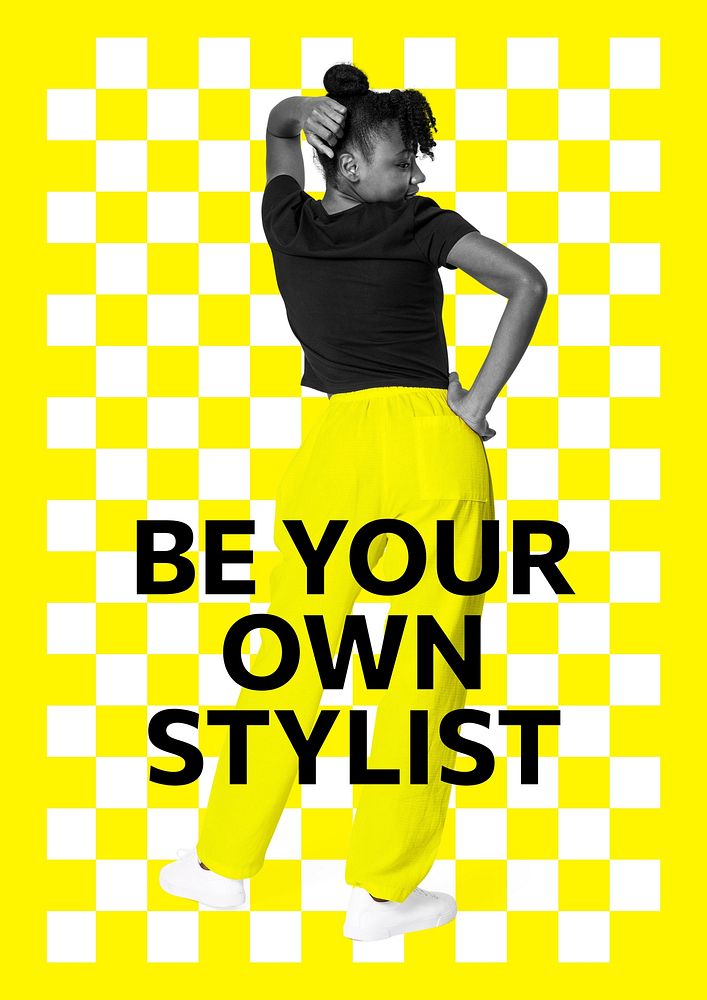 Female fashion poster template, yellow  design