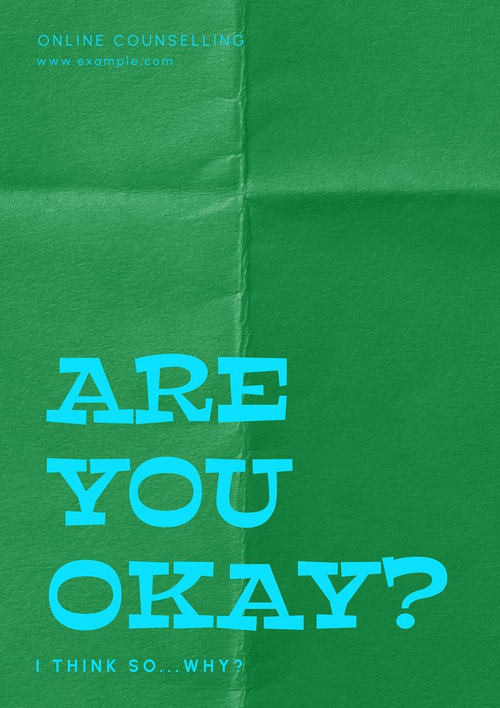 Mental health poster template, folded paper design