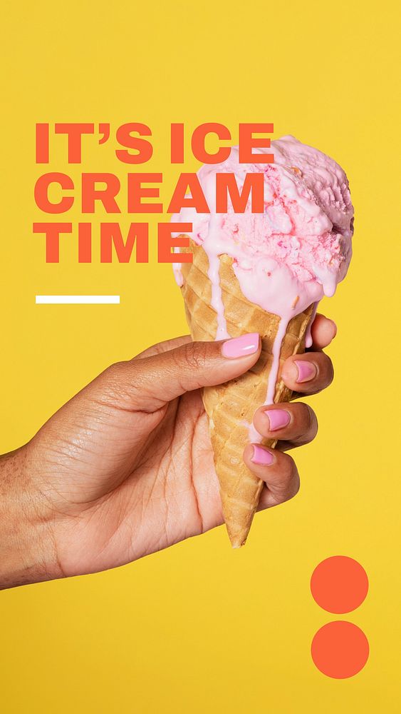 Melting ice-cream Instagram story template, yellow design