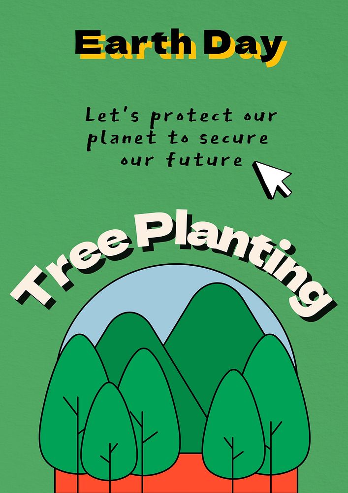 Earth day & tree poster template