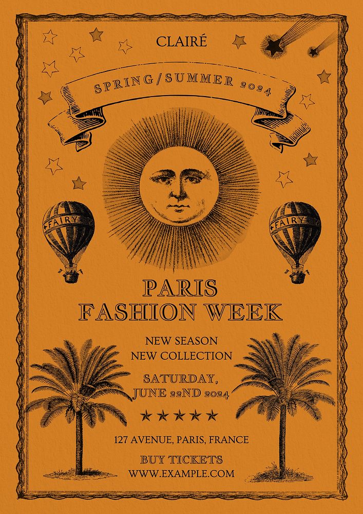 Paris fashion week poster template