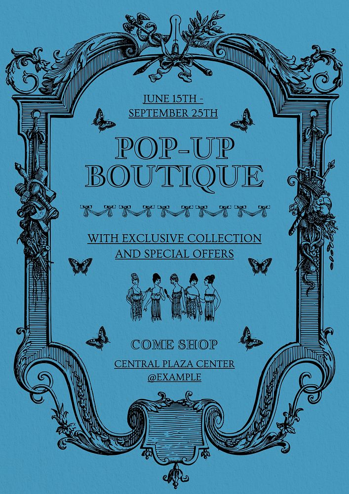 Pop up boutique poster template