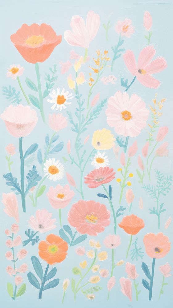 Blooming flowers graphics painting pattern.