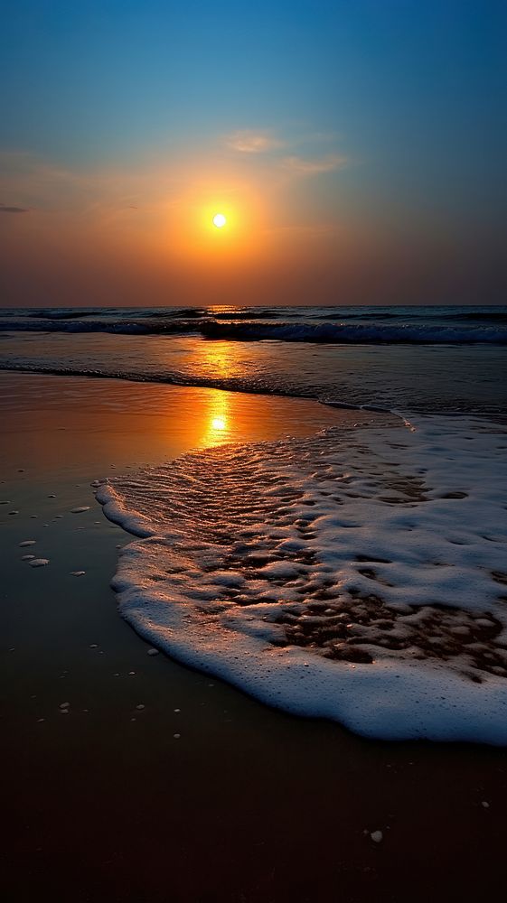 Moon horizon beach water.