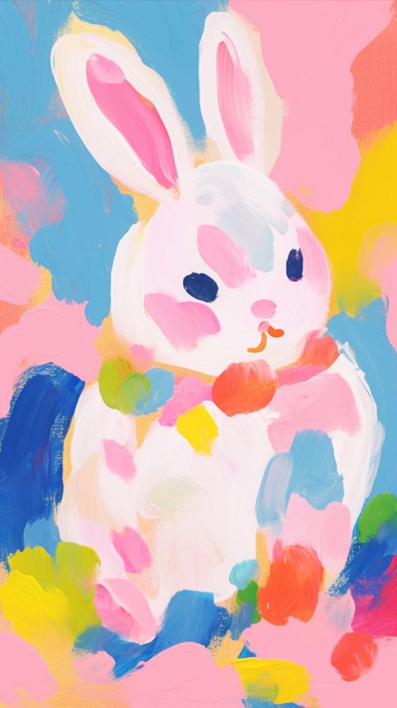 Cute bunny painting art person.