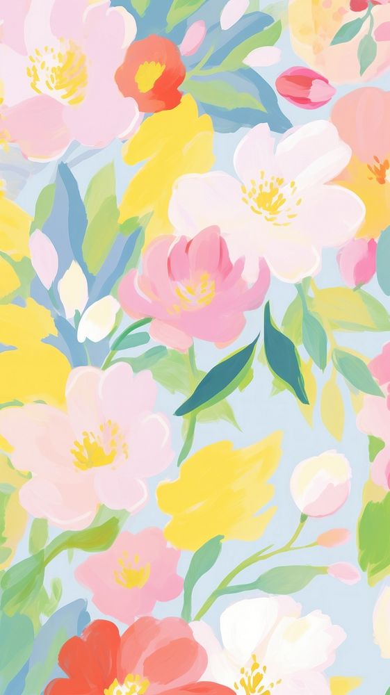 Cute floral wallpaper painting art graphics.