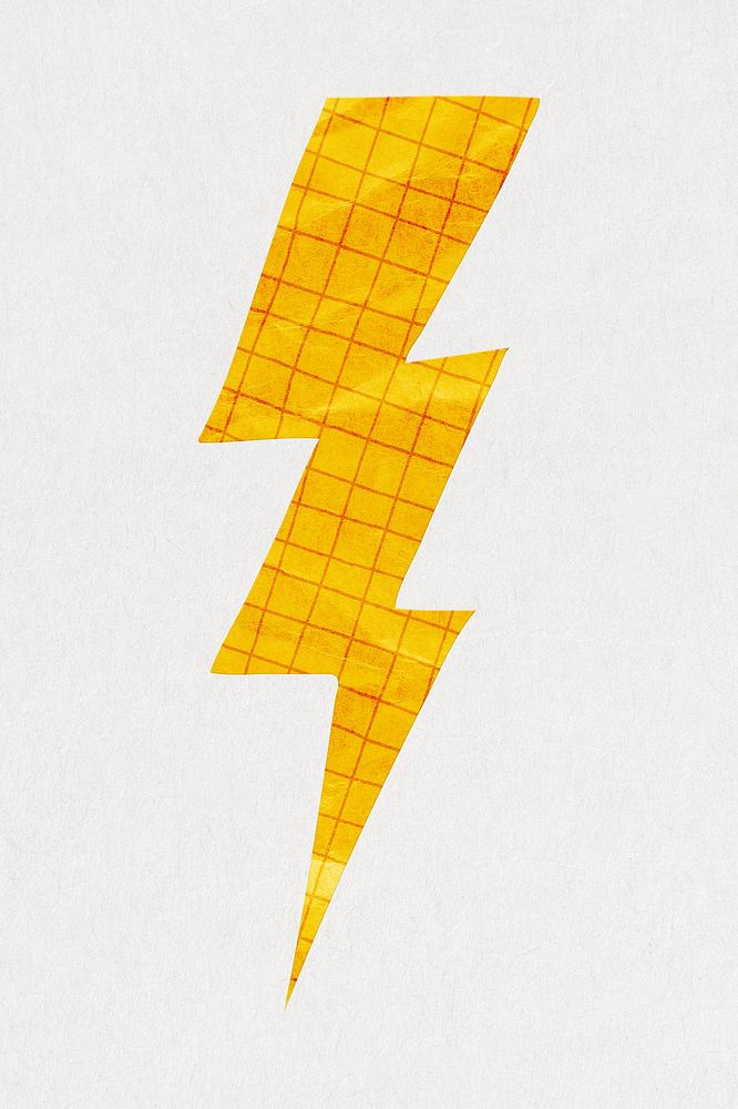 Lightning icon in cute paper cut illustration