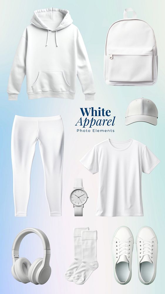 White apparel photo element set