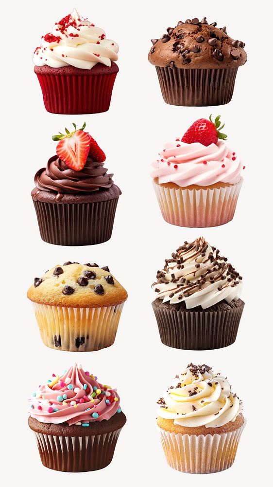 Cupcake dessert food element set