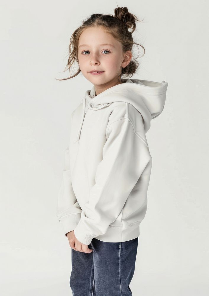 Child wearing white hoodie